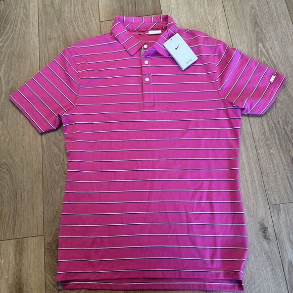 Nike Other - Nike‎ Men's Custom Athlete Dri Fit Pink Stripe Short Sleeve Polo Sm-Med* NWT